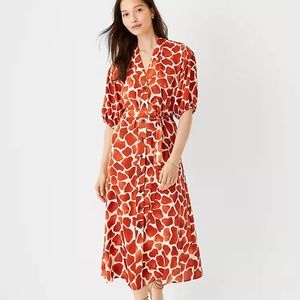 Ann Taylor Giraffe Puff Sleeve Pocket Shirtdress